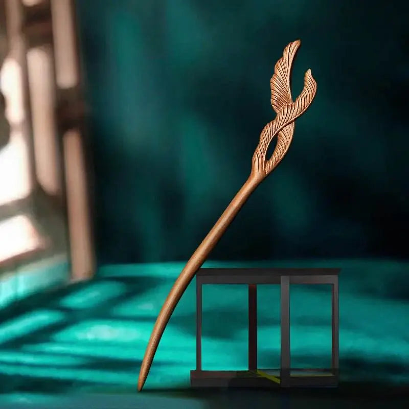 Peach Wood Carved Hairpin for Vintage Bun & Gift Giving - STAR8S