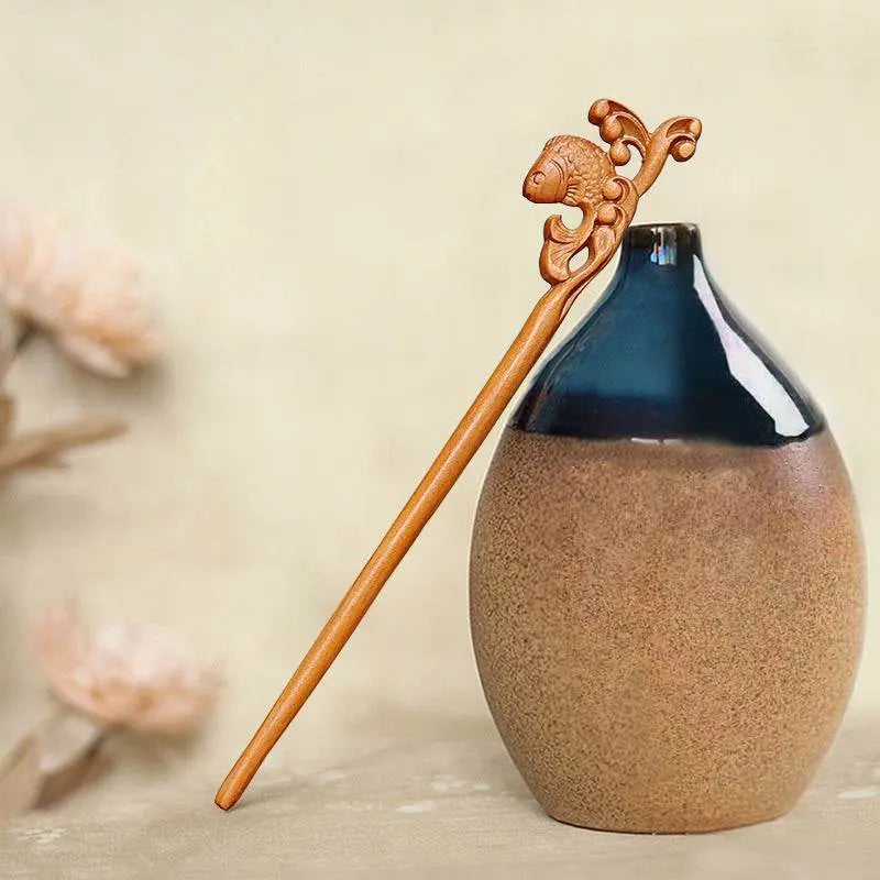 peach wood vintage hairpin for stylish bun & festival gifting - star8s