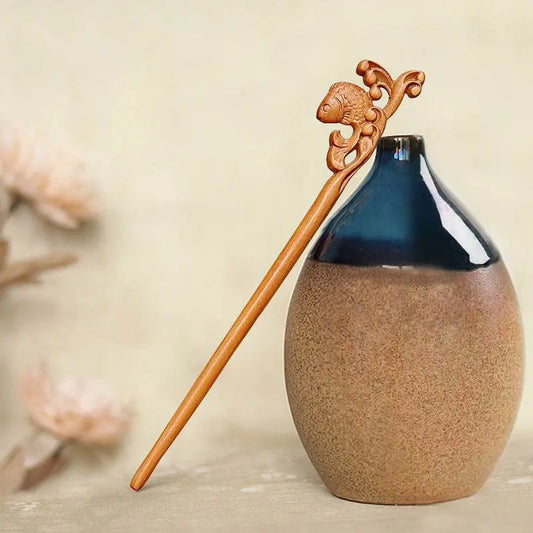 Peach Wood Vintage Hairpin for Stylish Bun & Festival Gifting - STAR8S