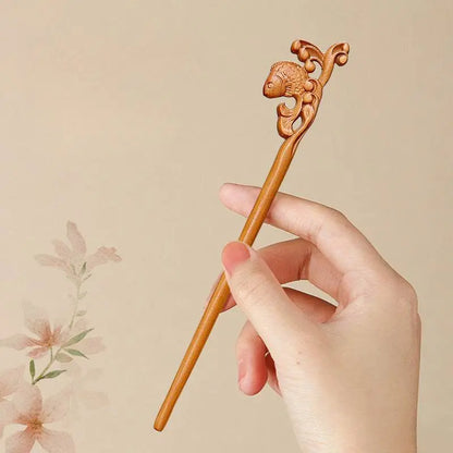 Peach Wood Vintage Hairpin for Stylish Bun & Festival Gifting - STAR8S