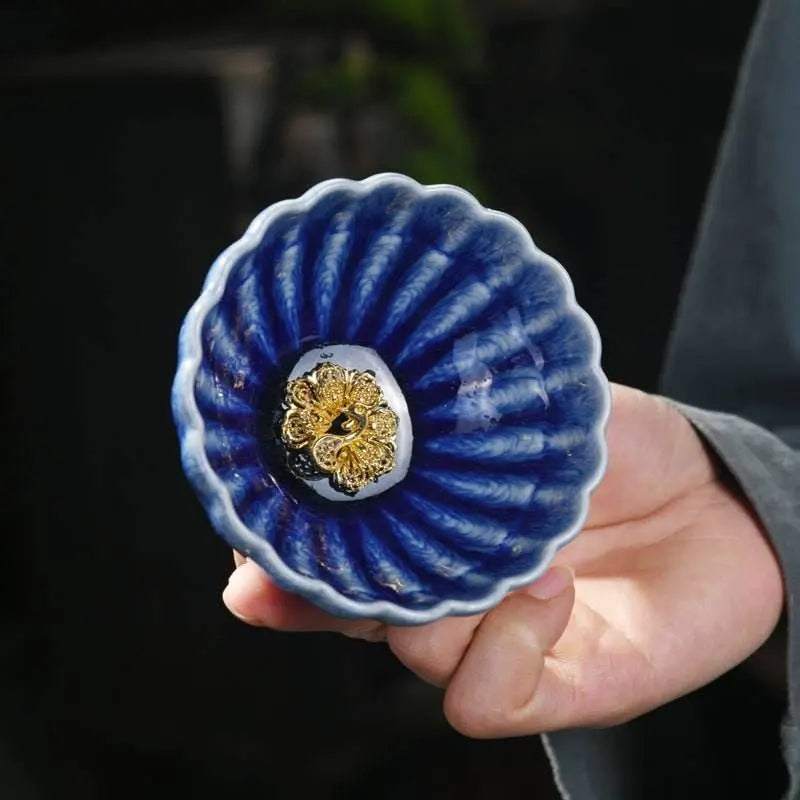 peacock tea cups couple set – handmade gold-inlaid, tea ceremony stress relief & love prestige - star8s