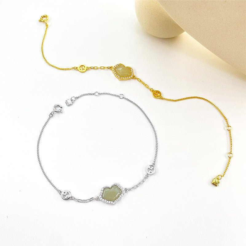 permanent jade bracelet: hetian ruyi auspicious 925 silver | star8s