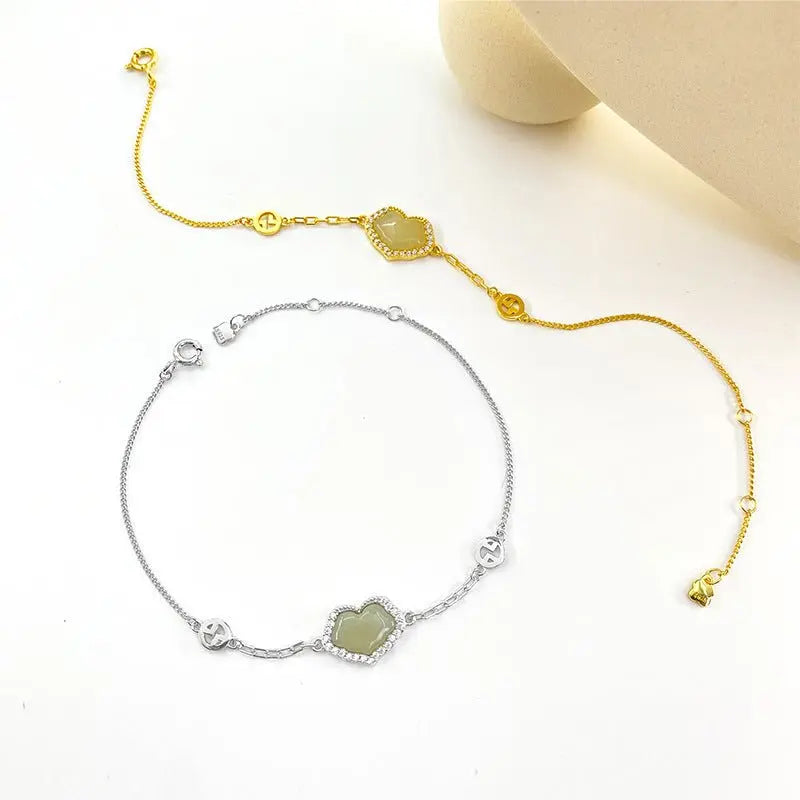 Permanent Jade Bracelet: Hetian Ruyi Auspicious 925 Silver | STAR8S