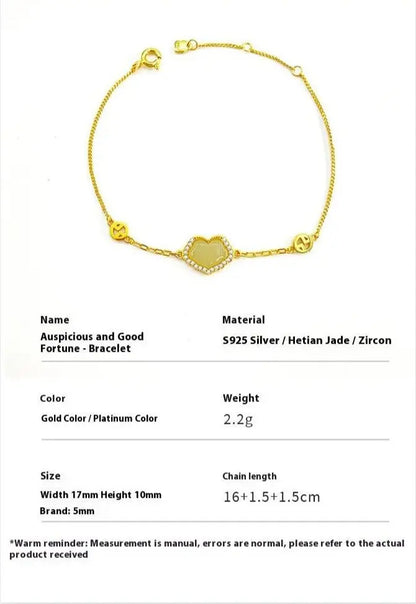 Permanent Jade Bracelet: Hetian Ruyi Auspicious 925 Silver | STAR8S - STAR8S