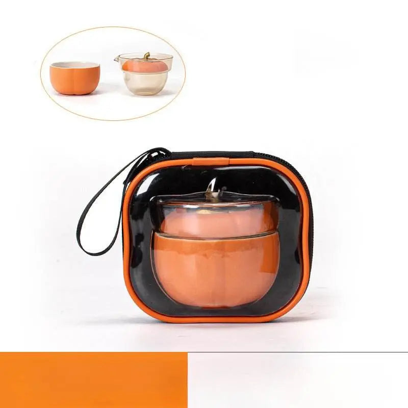 persimmon travel tea set portable one pot two cups for gift - star8s