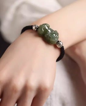 PiXiu Wealth Red String Bracelet‌ - Hetian Jade | STAR8S