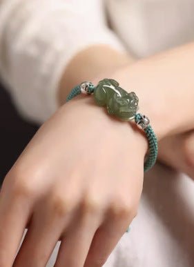 pixiu wealth red string bracelet‌ - hetian jade | star8s