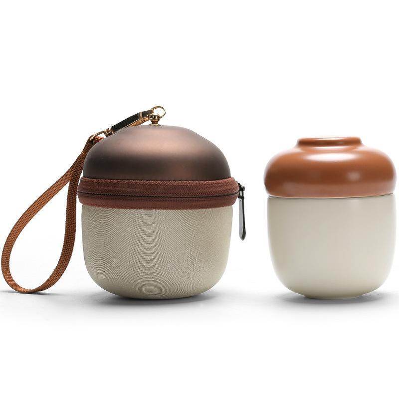 pinecone ceramic travel tea set portable for home office tea making - star8s