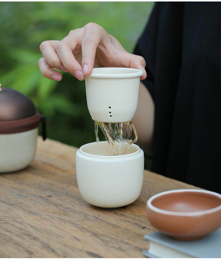 pinecone ceramic travel tea set portable for home office tea making - star8s