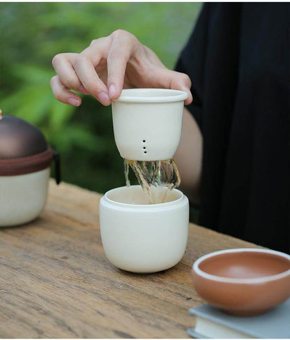 Pinecone Ceramic Travel Tea Set Portable for Home Office Tea Making - STAR8S