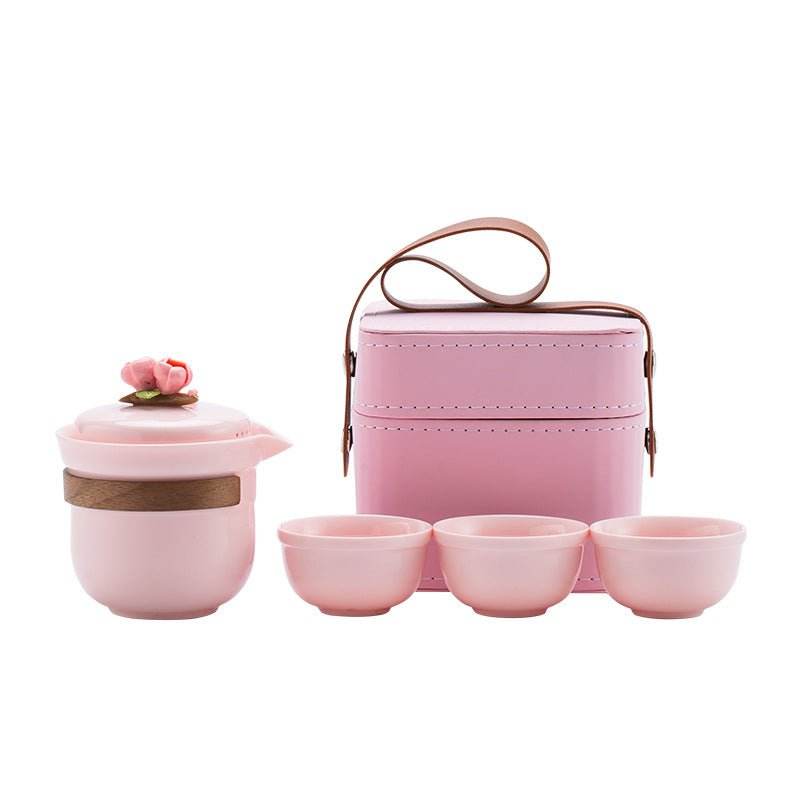 Pink Handmade Pinched Flower Tea Set Portable Camping Kuaike Gift Set - STAR8S