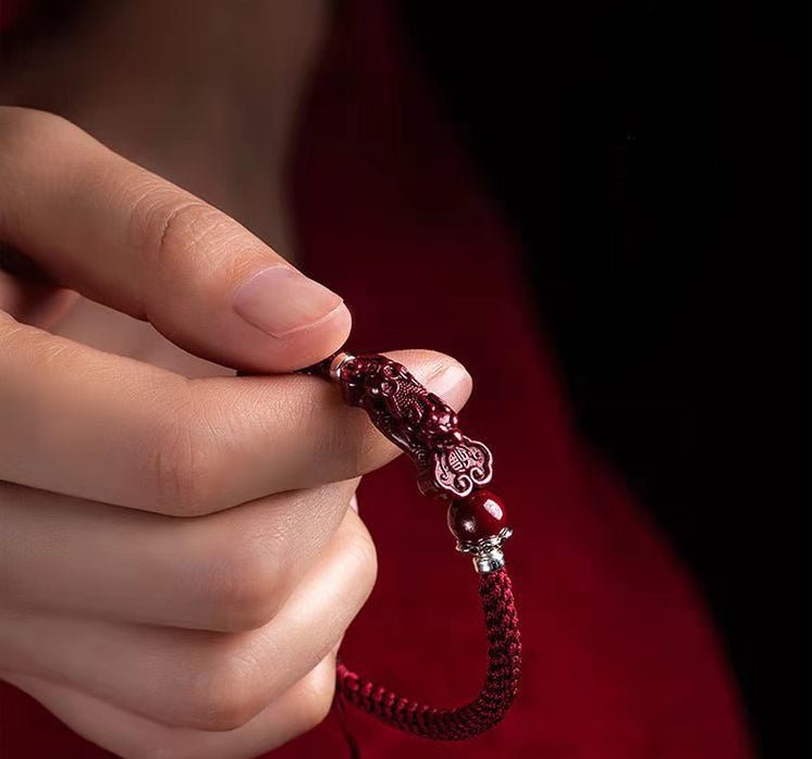 pixiu red string bracelet – natural cinnabar beads for prosperity & protection - star8s