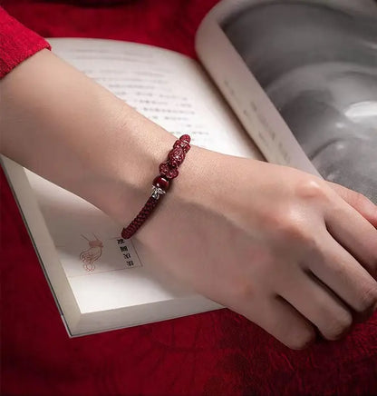 Pixiu Red String Bracelet – Natural Cinnabar Beads for Prosperity & Protection - STAR8S