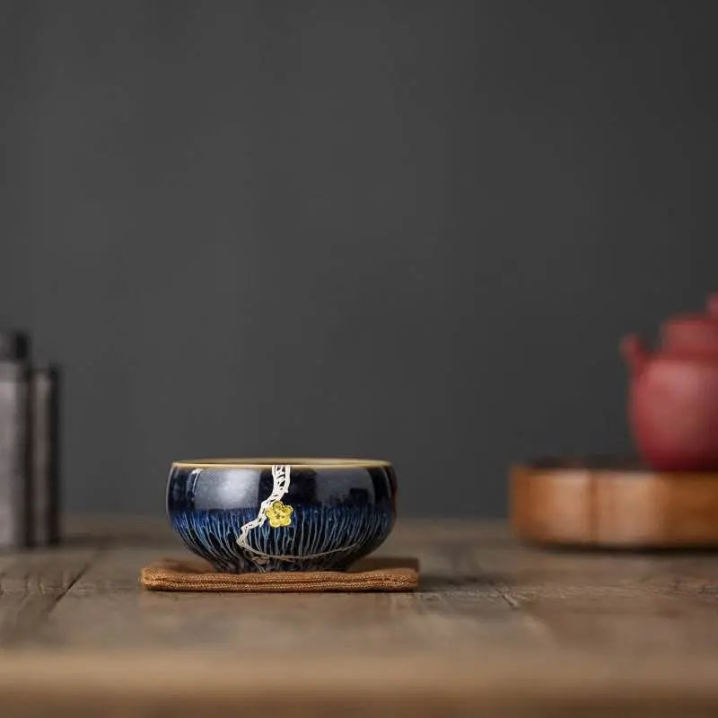 plum blossom jianzhan tea cup – high-end silver cups, wedding gift anxiety relief & artistic legacy - star8s