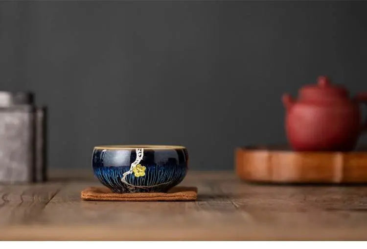 plum blossom jianzhan tea cup – high-end silver cups, wedding gift anxiety relief & artistic legacy - star8s