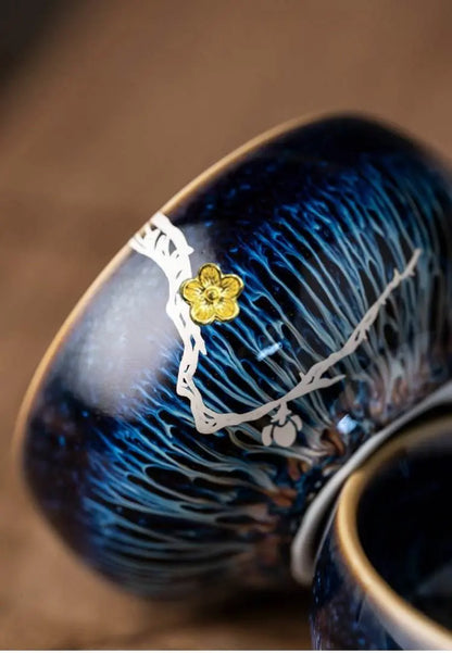 Plum Blossom jianzhan tea cup – High-End Silver Cups, Wedding Gift Anxiety Relief & Artistic Legacy - STAR8S