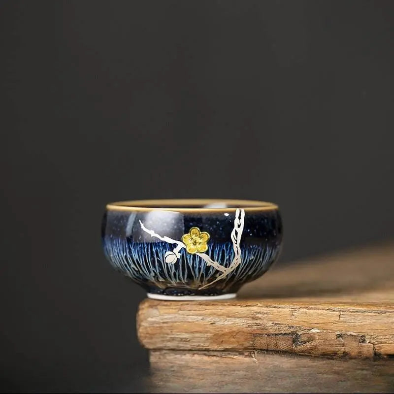 plum blossom jianzhan tea cup – high-end silver cups, wedding gift anxiety relief & artistic legacy - star8s
