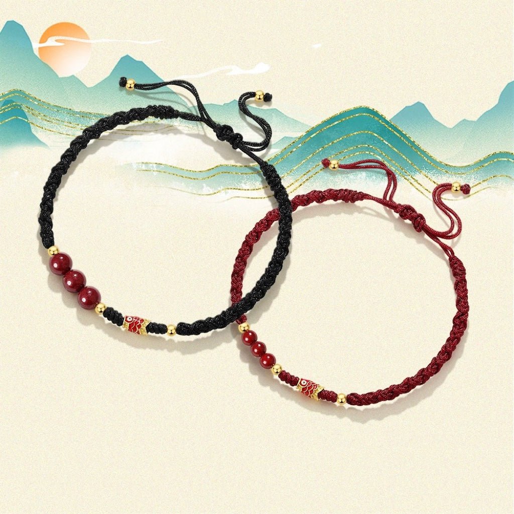 popular cinnabar red string bracelet – couple’s luxury retro chinese style bracelet | good luck charm - star8s
