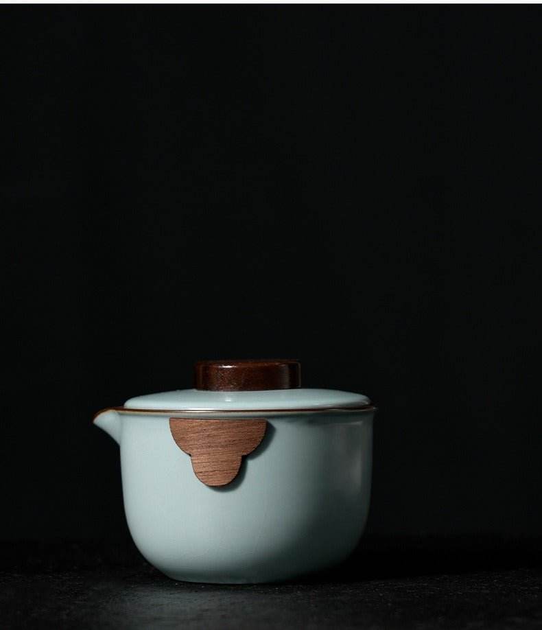 portable ru kiln travel tea set: enjoy gongfu tea anytime with one pot and two cups - star8s