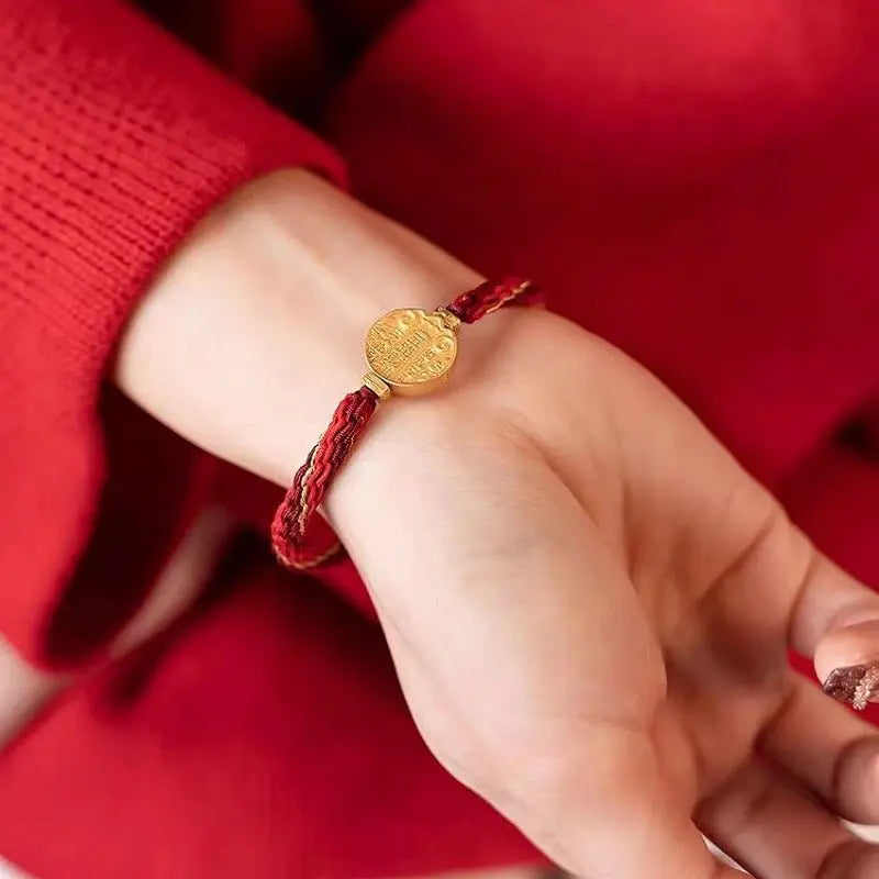 Protective Tibetan Bracelet: God of Wealth Vajra Knot Red String | STAR8S