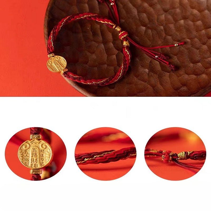 Protective Tibetan Bracelet: God of Wealth Vajra Knot Red String | STAR8S