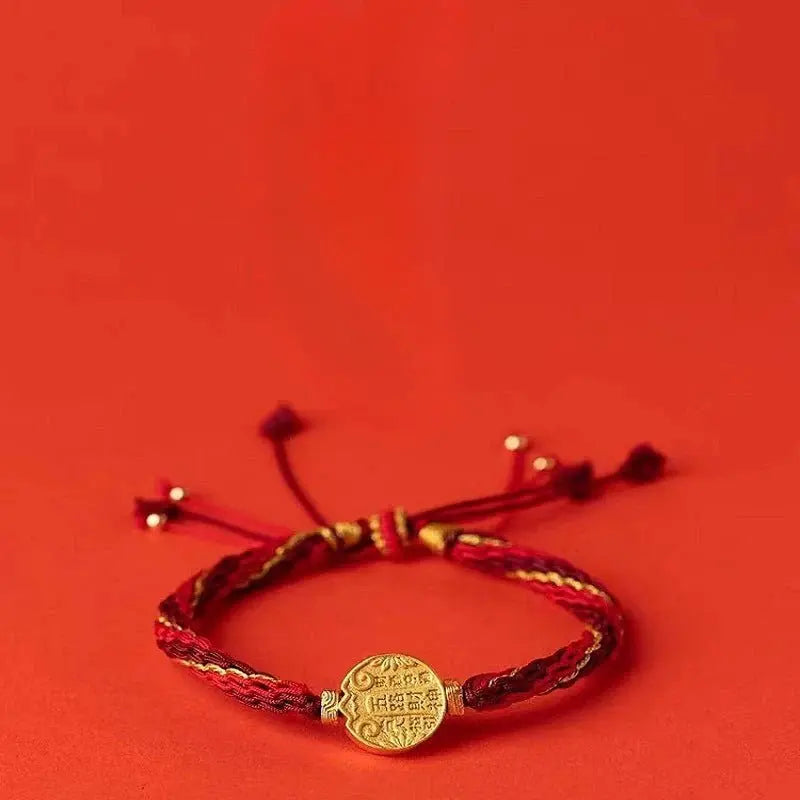 Protective Tibetan Bracelet: God of Wealth Vajra Knot Red String | STAR8S - STAR8S