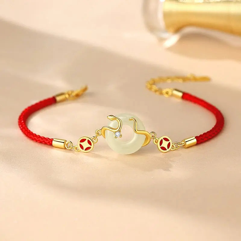 real jade bracelet with hetian jade, 925 silver, snake, this animal year, safety disc, coin | star8s