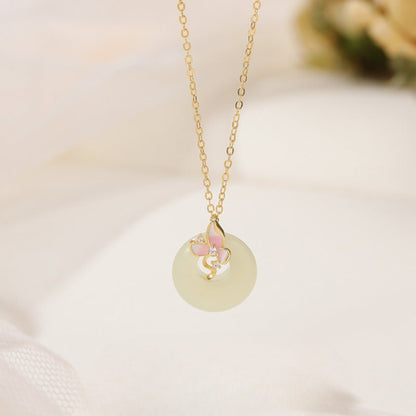 Real Jade Necklace - 925 Silver Hetian Orchid Safety Button | STAR8S