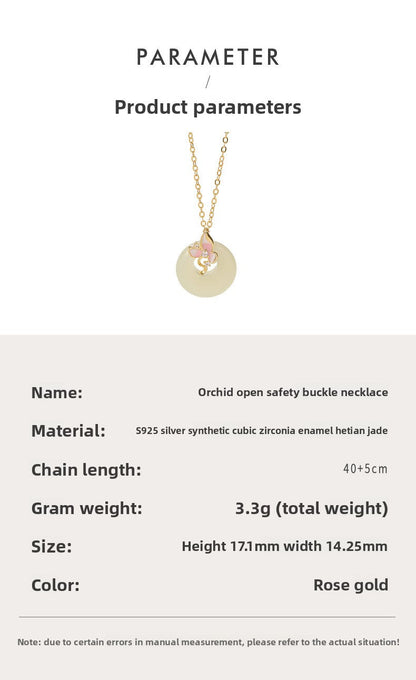 Real Jade Necklace - 925 Silver Hetian Orchid Safety Button | STAR8S