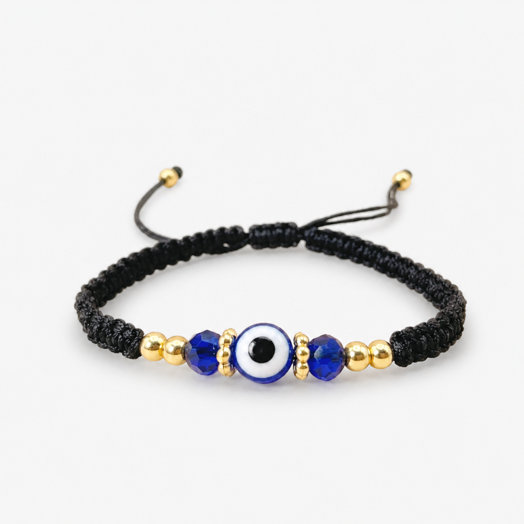 evil eye bracelet for protection handmade woven cord bracelet lucky blue eye amulet talisman jewelry adjustable braided string bracelet gift for men women friends