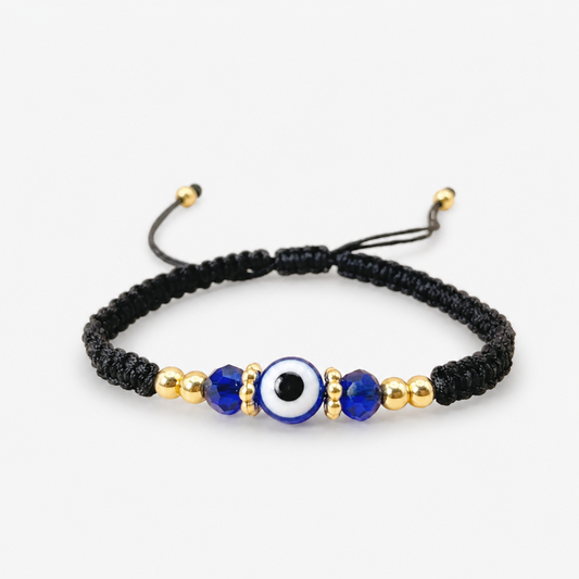 Evil Eye Bracelet for Protection Handmade Woven Cord Bracelet Lucky Blue Eye Amulet Talisman Jewelry Adjustable Braided String Bracelet Gift for Men Women Friends