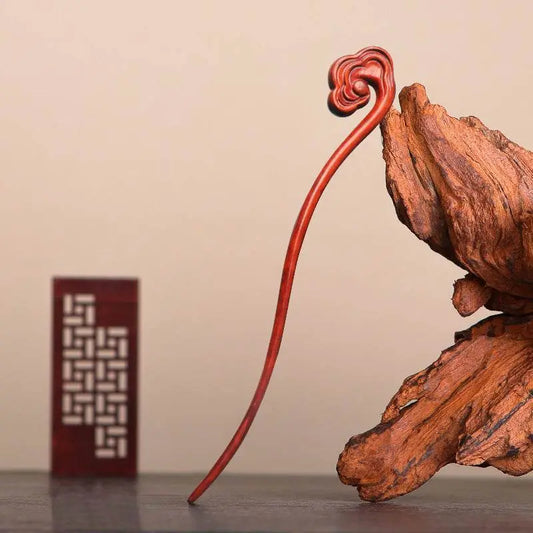 Red Sandalwood Hairpin, Stylish for Classical Bun & Gift Giving - STAR8S