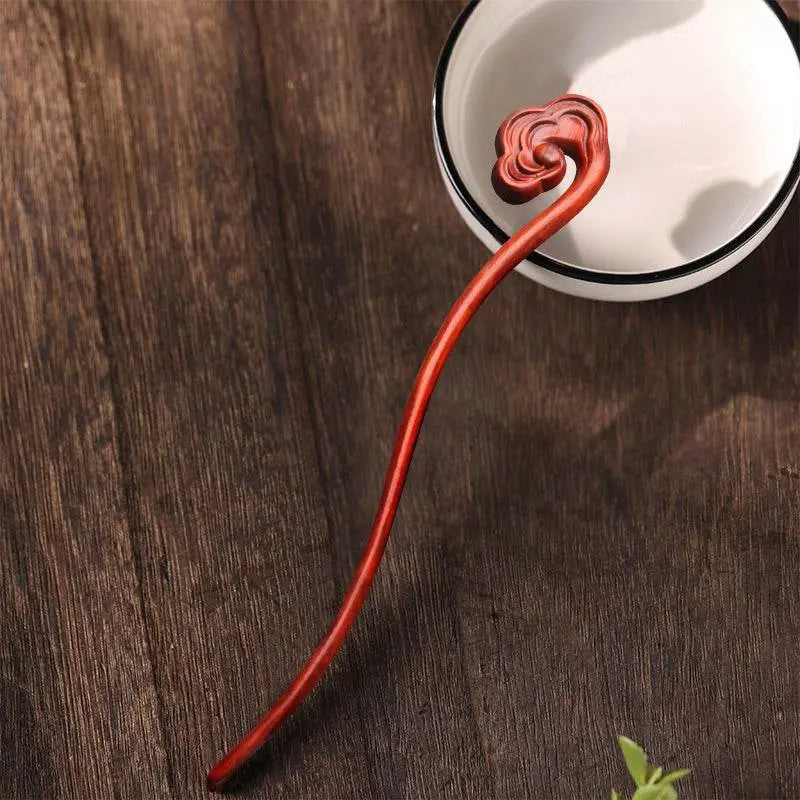 Red Sandalwood Hairpin, Stylish for Classical Bun & Gift Giving - STAR8S