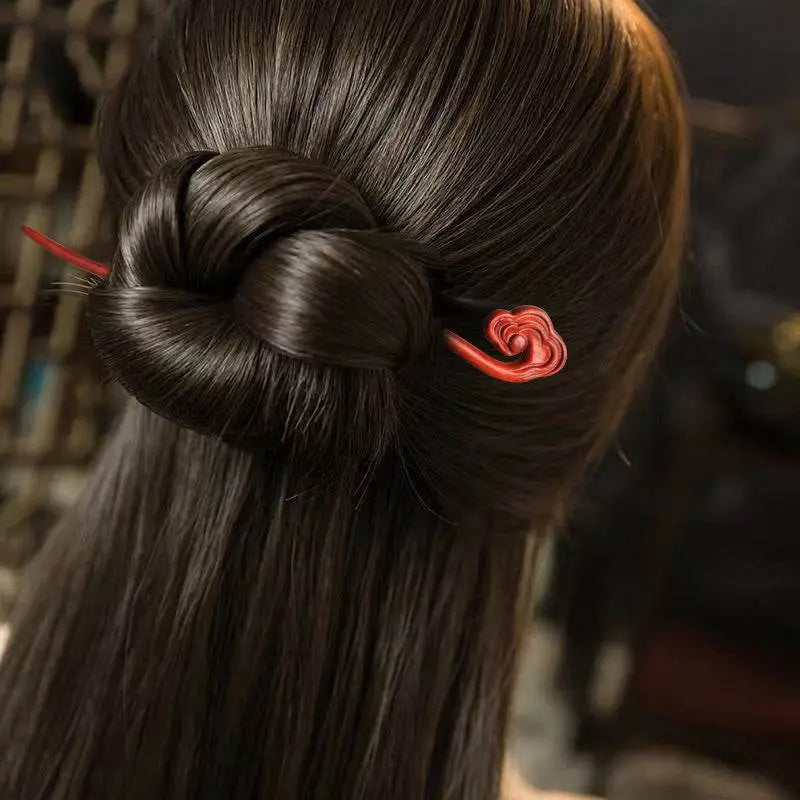 red sandalwood hairpin, stylish for classical bun & gift giving - star8s