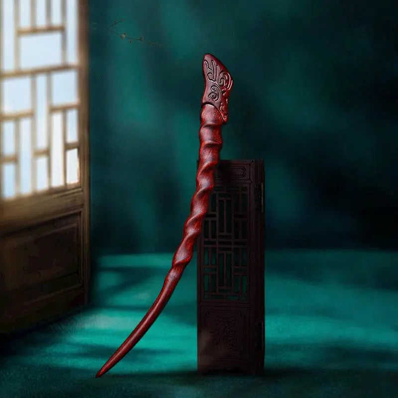 red sandalwood hand - carved tassel hairpin for vintage style - star8s