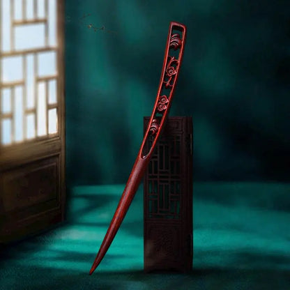 Red Sandalwood Hand - Carved Tassel Hairpin for Vintage Style - STAR8S