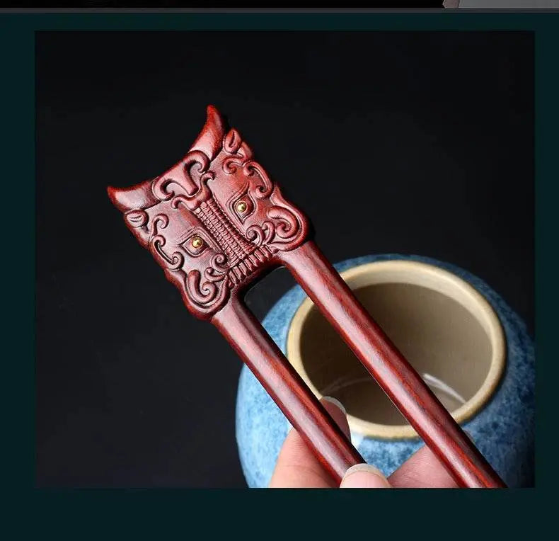 red sandalwood handmade u - shaped hairpin, stylish for bun & vintage look - star8s