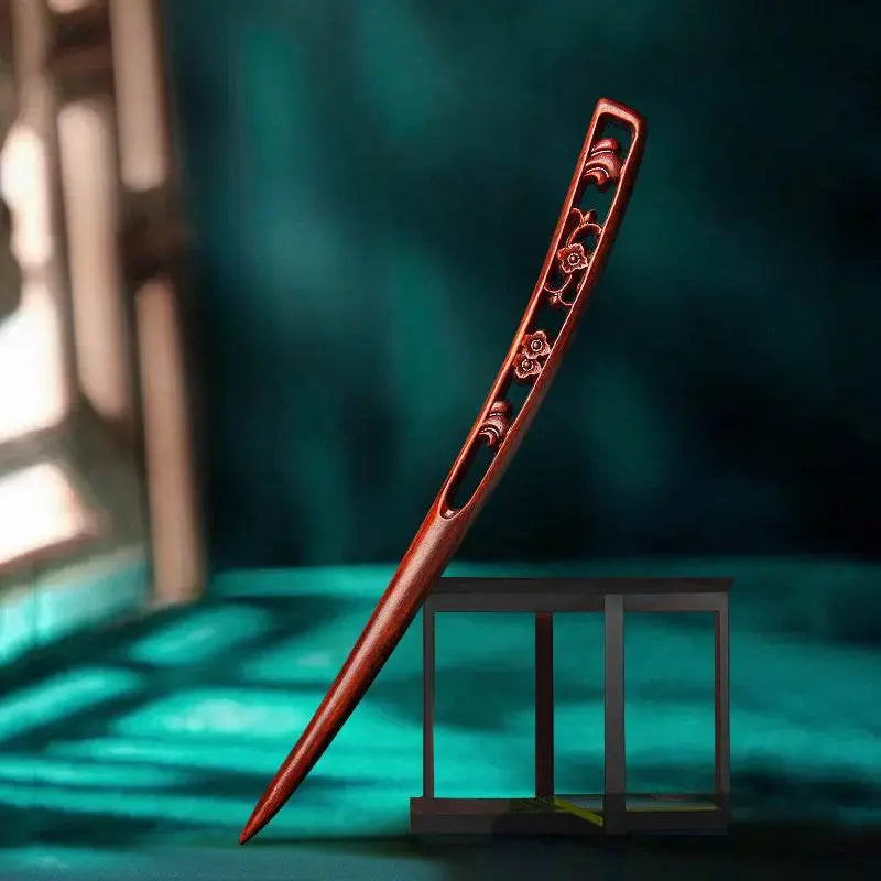 Red Sandalwood Vintage Hairpin for Stylish Bun & Costume Matching - STAR8S