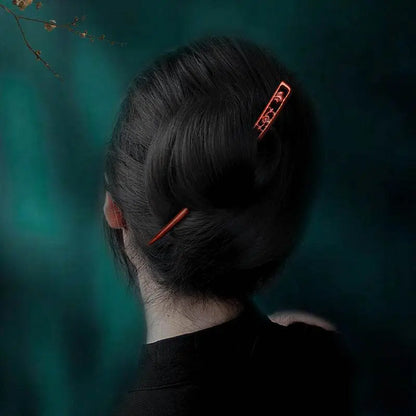 Red Sandalwood Vintage Hairpin for Stylish Bun & Costume Matching - STAR8S