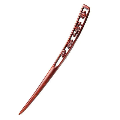 Red Sandalwood Vintage Hairpin for Stylish Bun & Costume Matching - STAR8S