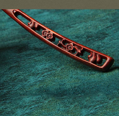 Red Sandalwood Vintage Hairpin for Stylish Bun & Costume Matching - STAR8S