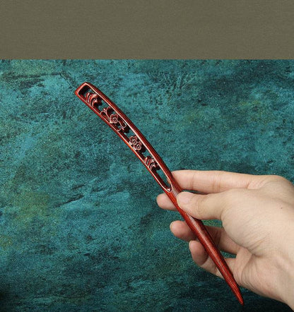 Red Sandalwood Vintage Hairpin for Stylish Bun & Costume Matching - STAR8S