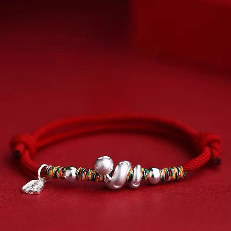 red string bracelet 2025 snake animal year 999 silver braided - star8s - star8s