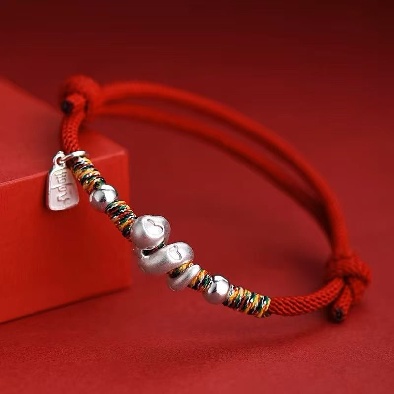 Red String Bracelet 2025 Snake Animal Year 999 Silver Braided - STAR8S - STAR8S