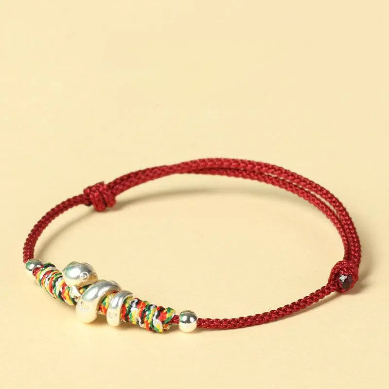 2025 snake year 999 sterling silver braided red rope bracelet for luck - star8s