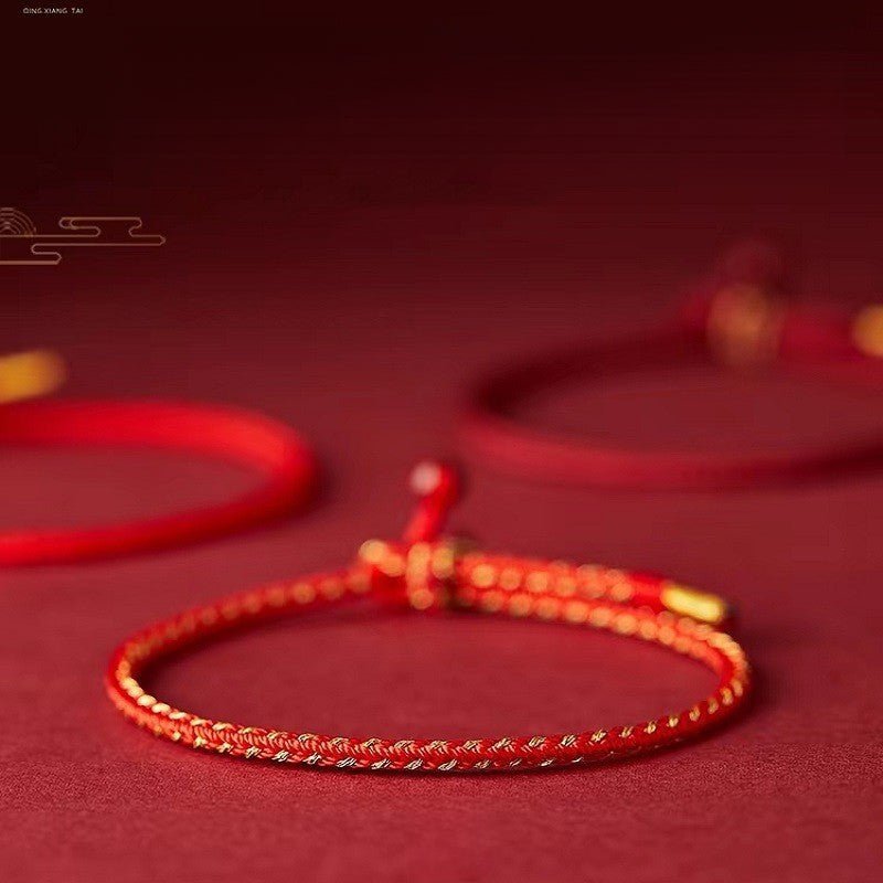 red string bracelet - handwoven adjustable good luck charm for dragon and zodiac years | traditional chinese bracelet - star8s