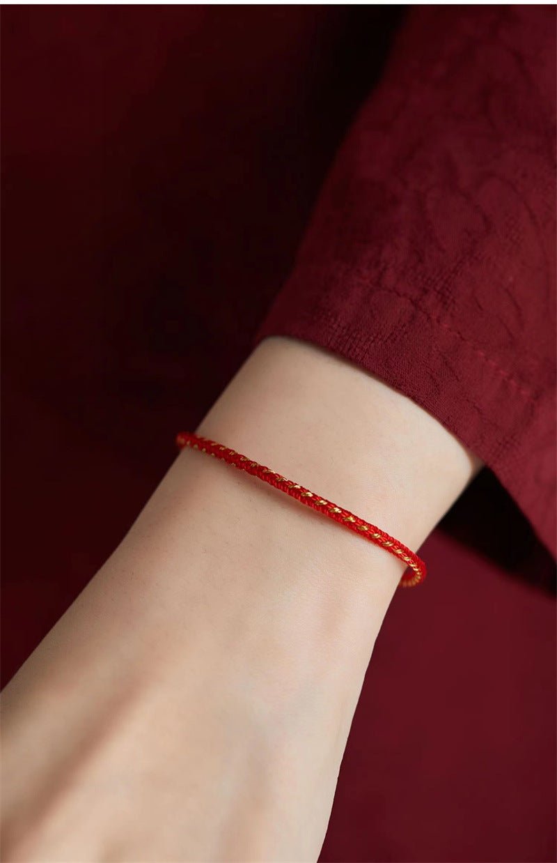 red string bracelet - handwoven adjustable good luck charm for dragon and zodiac years | traditional chinese bracelet - star8s