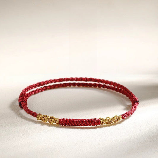 Red String Bracelet - Handwoven Dragon Knot & Vajra Knot - Couple’s Gift, Handmade, Traditional Lucky Bracelet - STAR8S