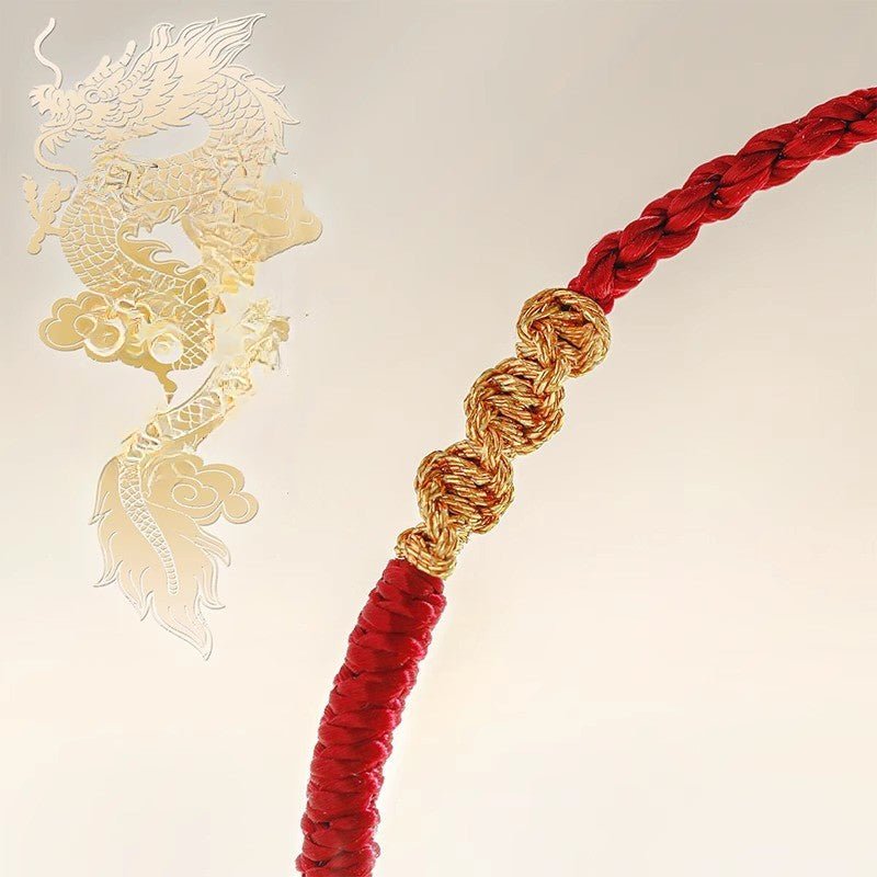 Red String Bracelet - Handwoven Dragon Knot & Vajra Knot - Couple’s Gift, Handmade, Traditional Lucky Bracelet - STAR8S