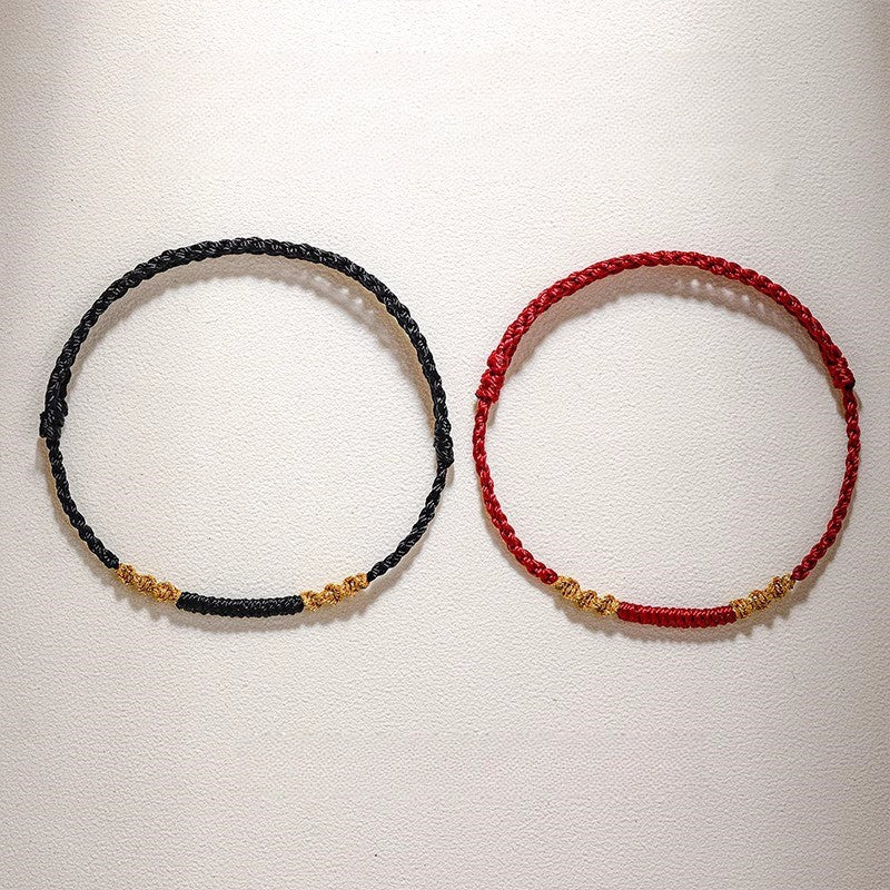 red string bracelet - handwoven dragon knot & vajra knot - couple’s gift, handmade, traditional lucky bracelet - star8s